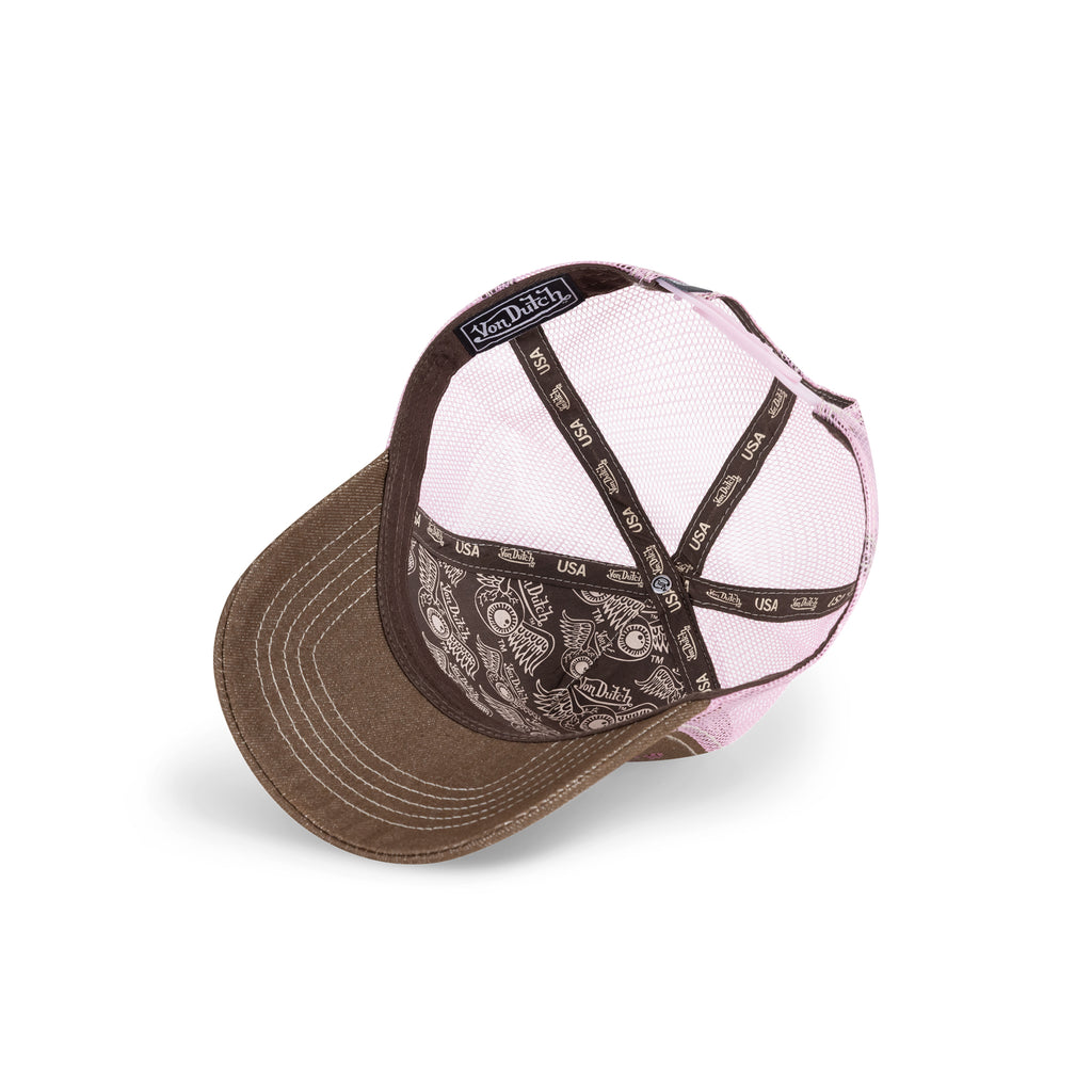 Diamonte Trucker Hat Brown Pink