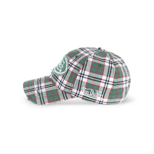 Distressed Plaid Dad Cap Green