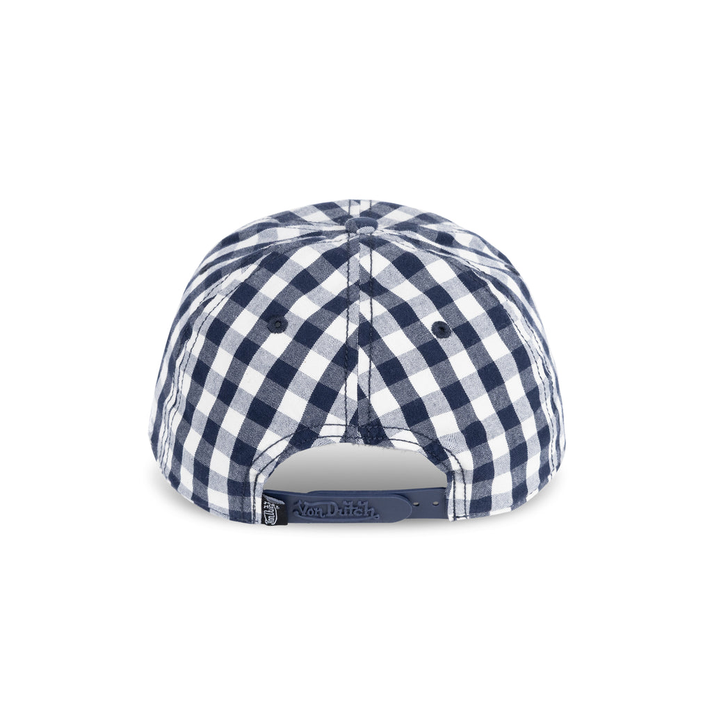 Distressed Plaid Dad Cap Navy