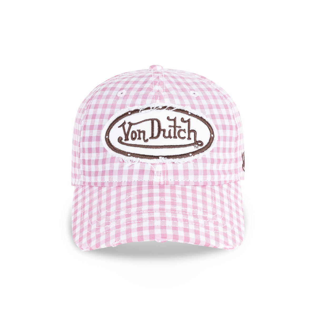 Distressed Plaid Dad Cap Pink
