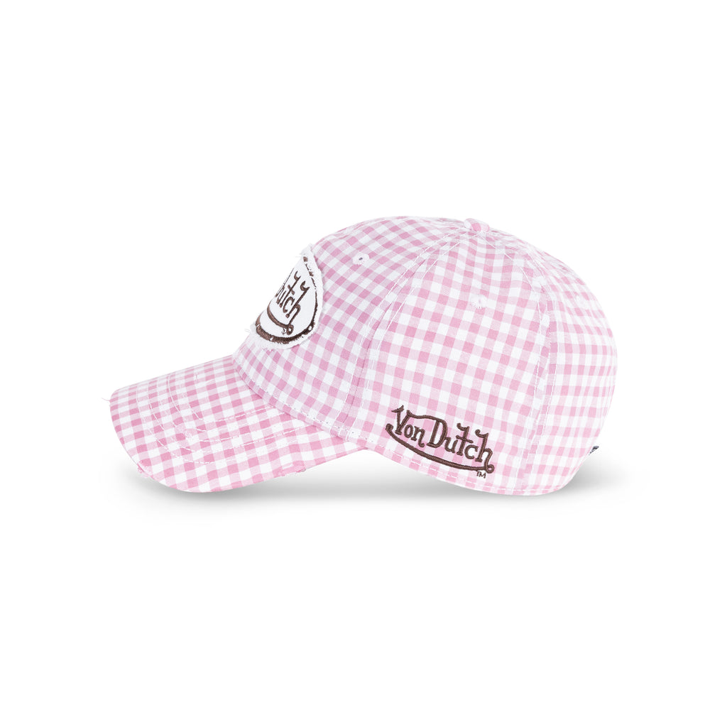 Distressed Plaid Dad Cap Pink