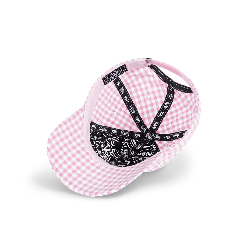 Distressed Plaid Dad Cap Pink