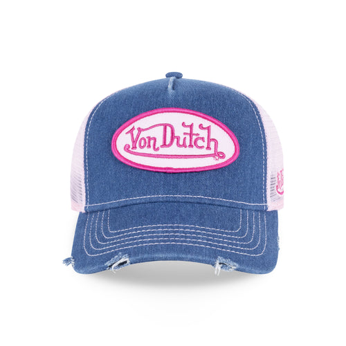 Oval Contrast Trucker Hat Denim Pink