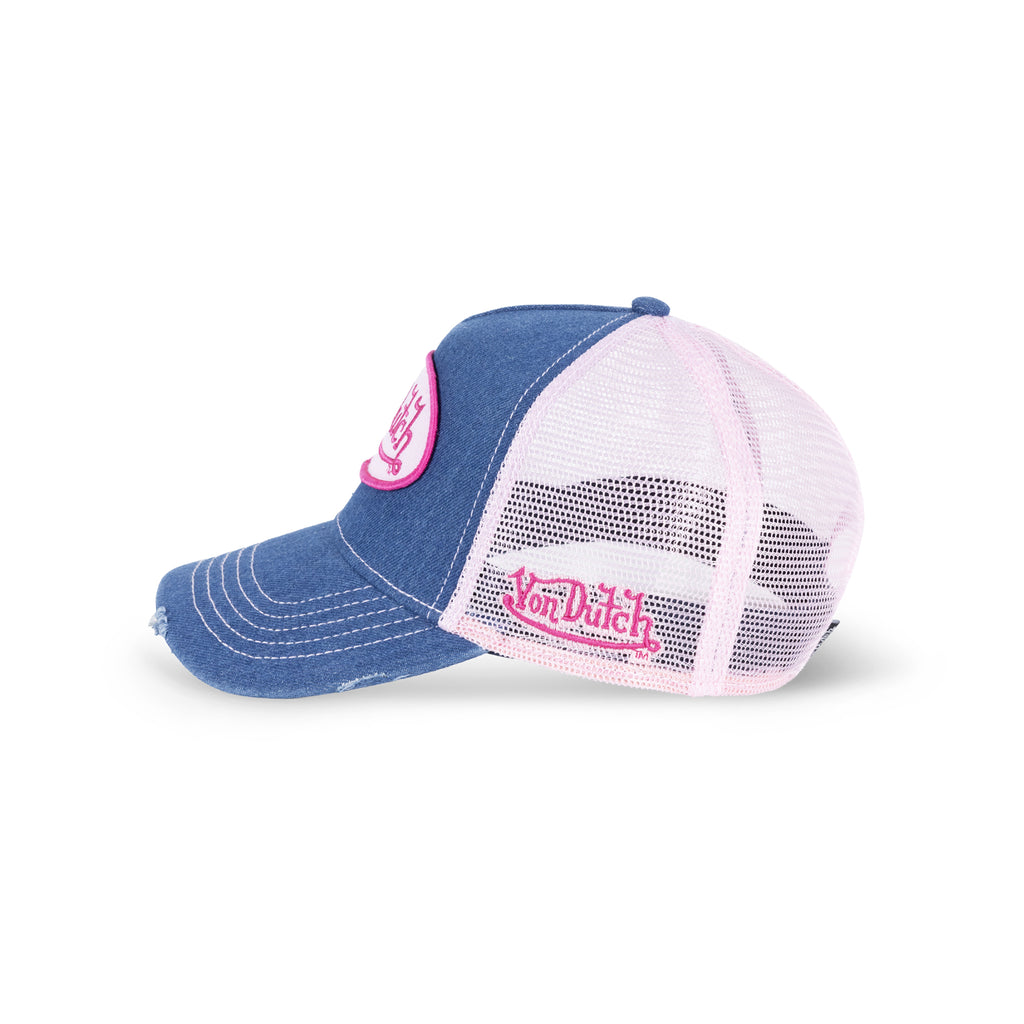 Oval Contrast Trucker Hat Denim Pink