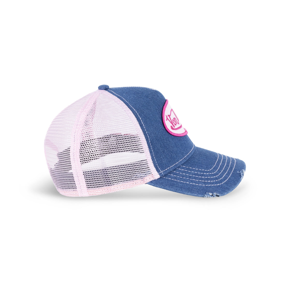 Oval Contrast Trucker Hat Denim Pink