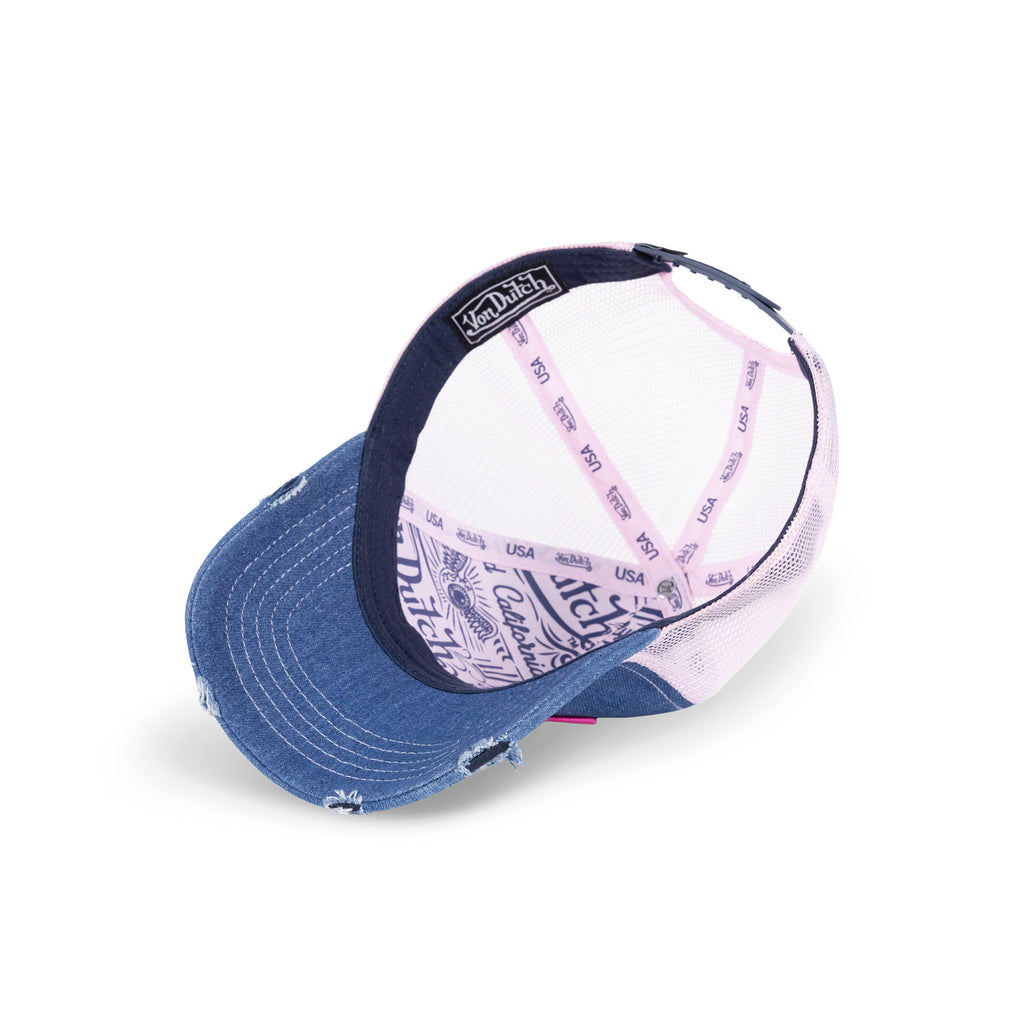 Oval Contrast Trucker Hat Denim Pink