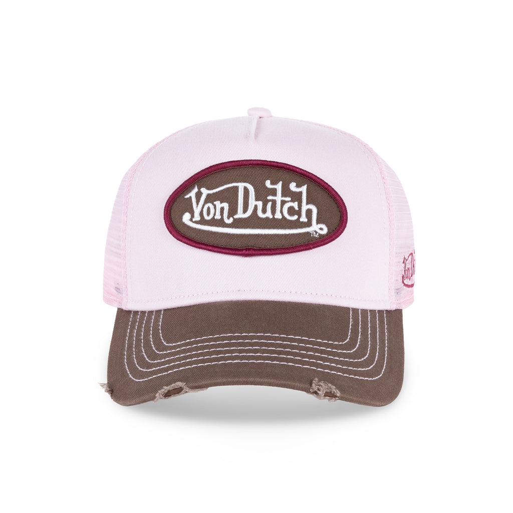 Oval Contrast Trucker Hat Pink Brown
