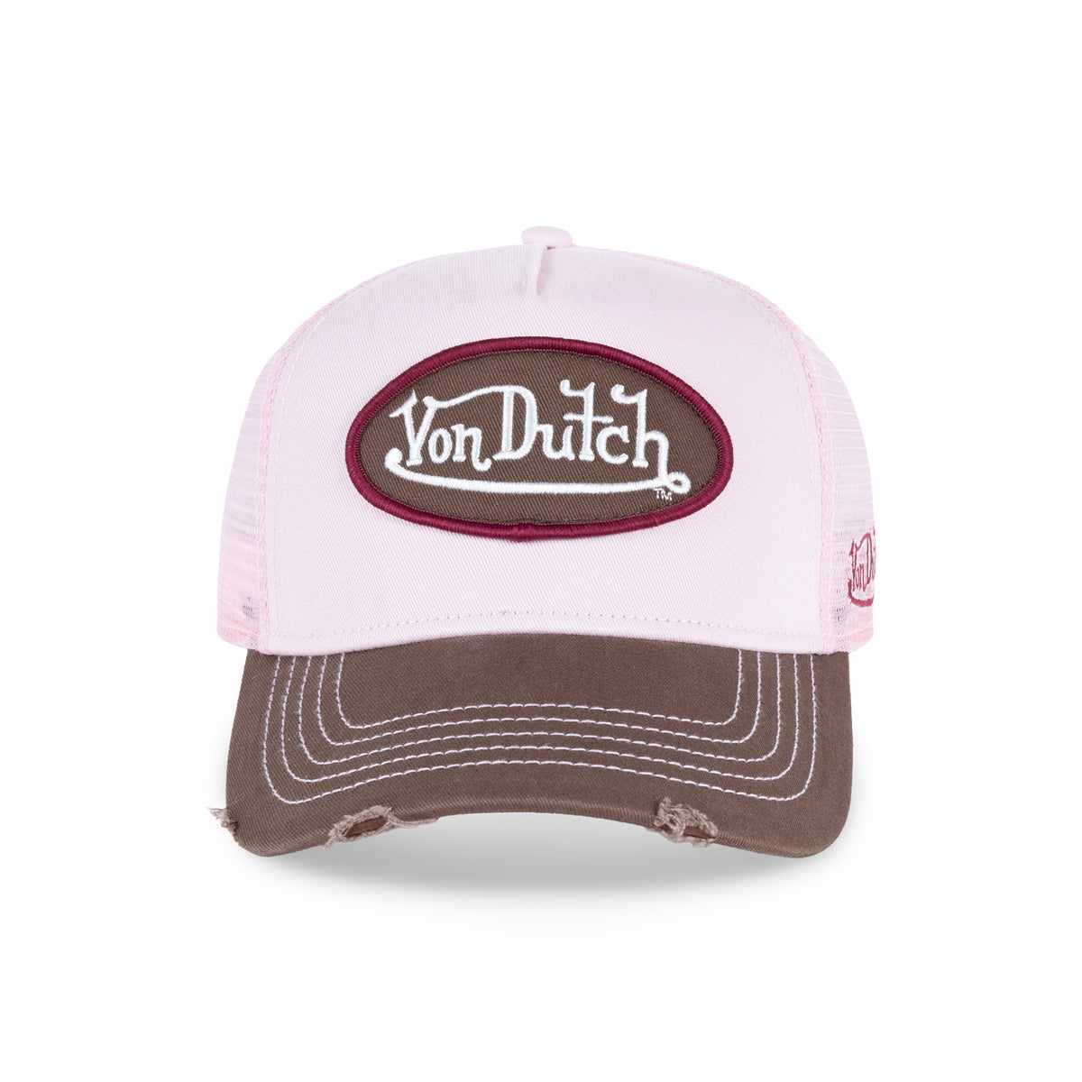 Oval Contrast Trucker Hat Pink Brown