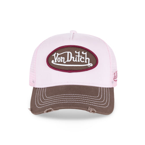 Oval Contrast Trucker Hat Pink Brown