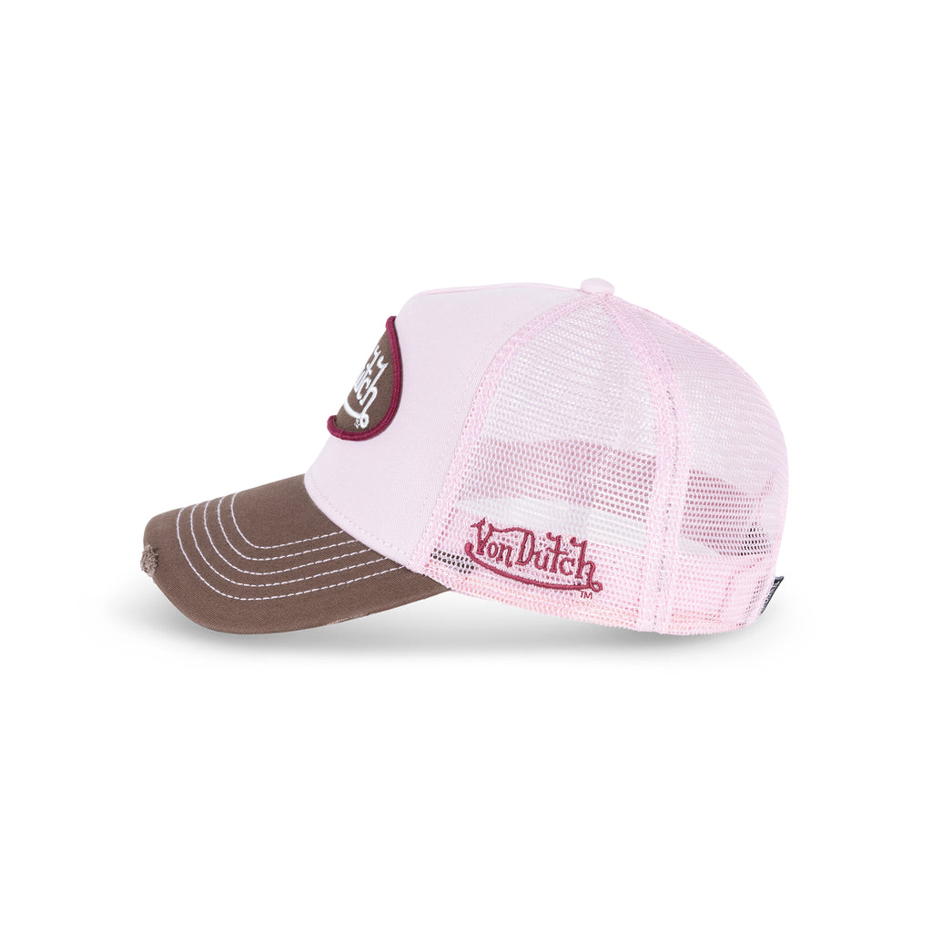 Oval Contrast Trucker Hat Pink Brown