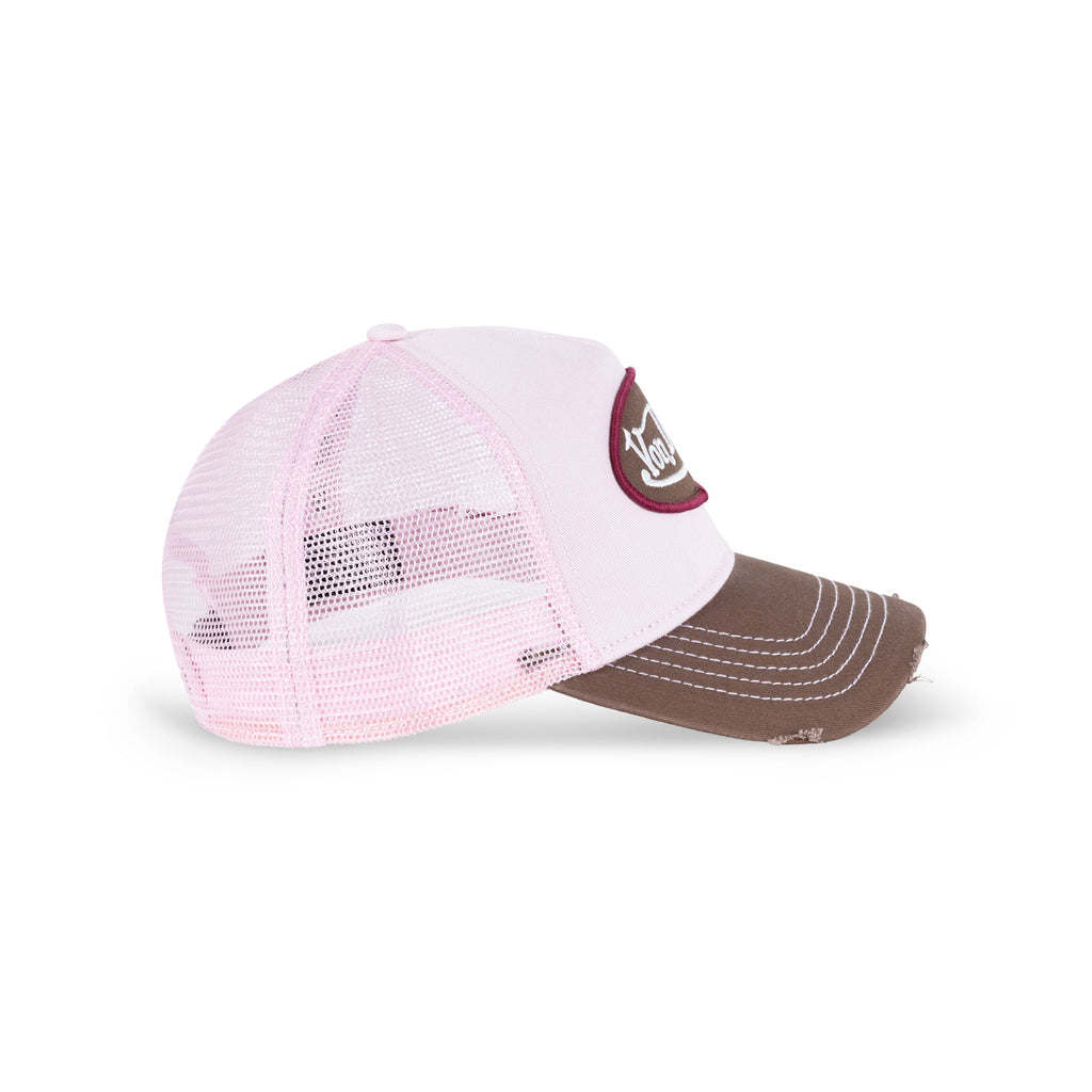 Oval Contrast Trucker Hat Pink Brown