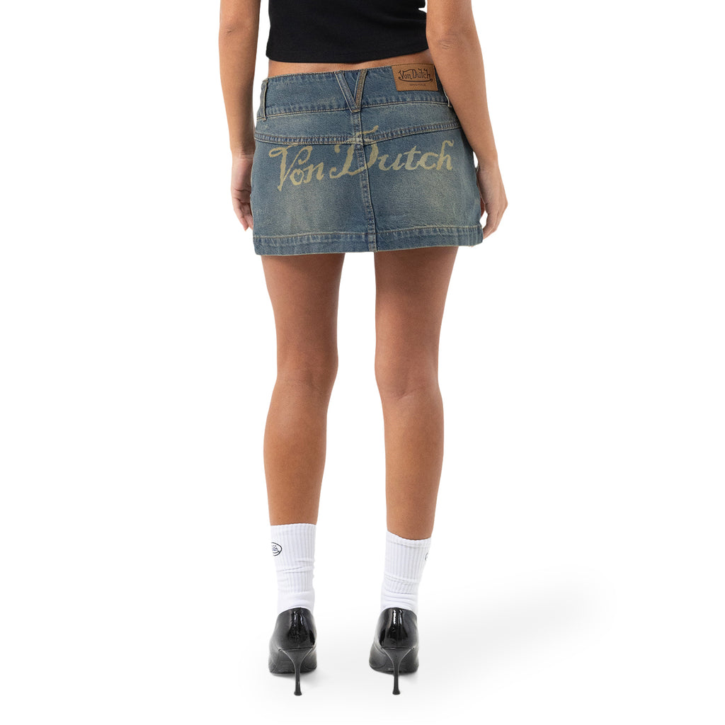 Studs Distressed Micro Mini Skirt