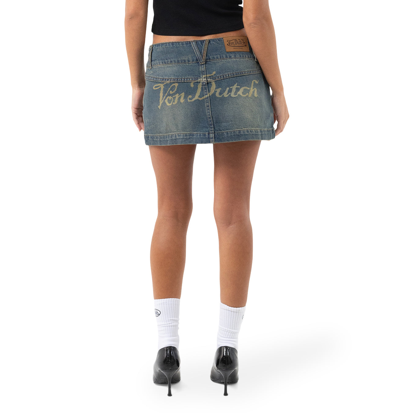 Studs Distressed Micro Mini Skirt